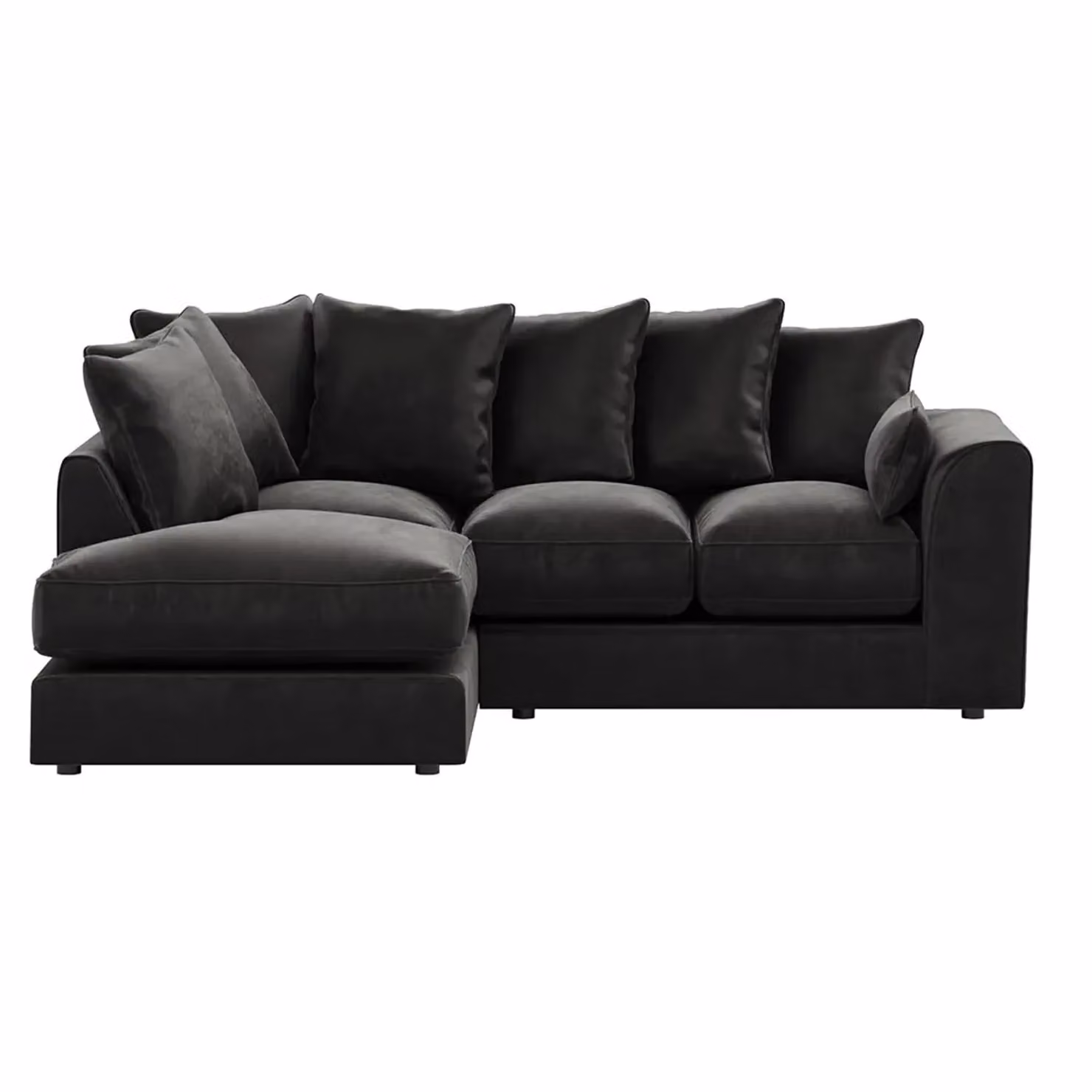 Furnishings For Less UK Brooklyn 3 to 4 Seater L Shaped Corner Sofa in Black Plush Velvet, Left Hand Facing – 2