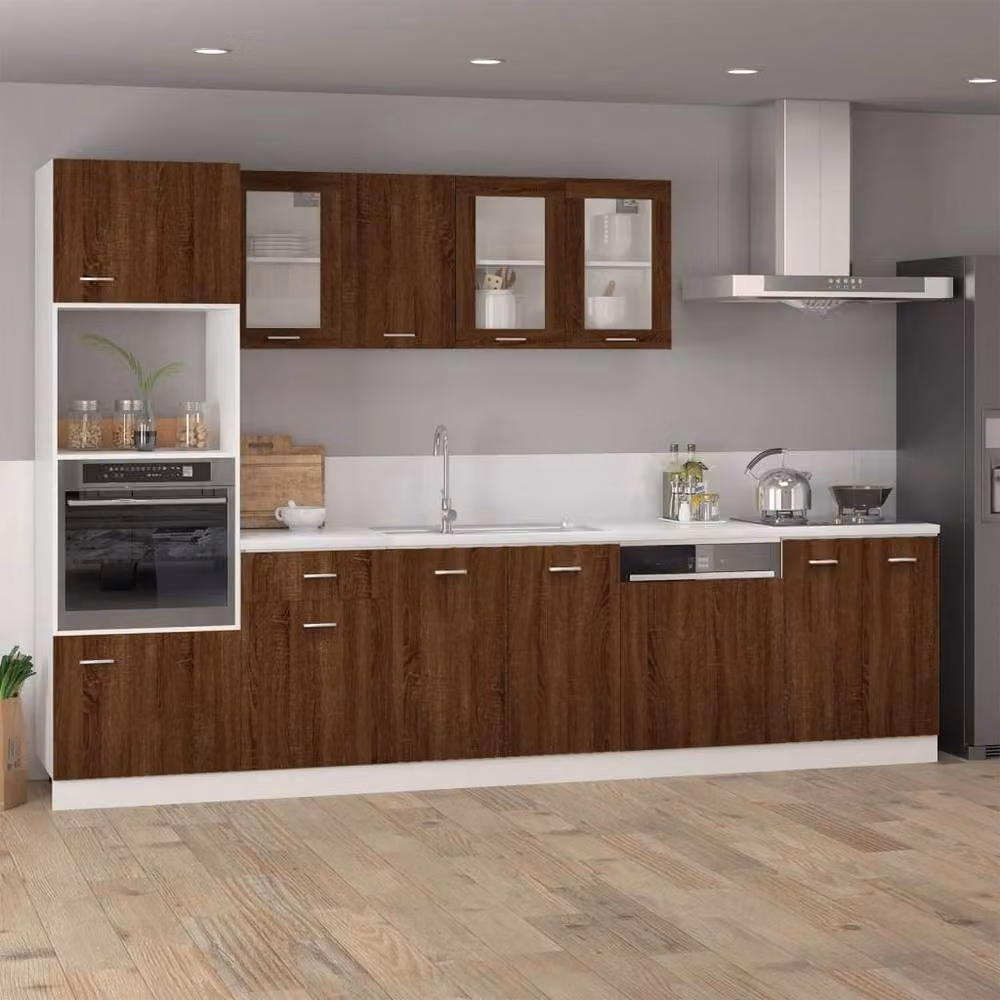 Berkfield Home Brown Oak Wall Mounted Hanging Kitchen Cabinet with Internal Shelves, W/D/H: 39.5 x 31 x 60 cm – 3