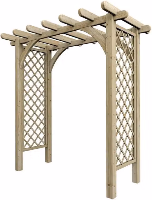 Rowlinson Cheltenham Grand Arch Timber Garden Trellis in Brown, W: 220 cm, D: 129.5 cm, H: 227 cm
