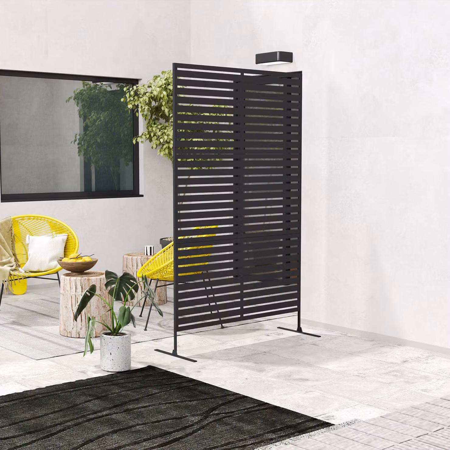 Outsunny Black Metal Decorative Privacy Fence Screen and Climbing Plant Trellis with Stand, W: 122 cm, H: 198 cm – 7