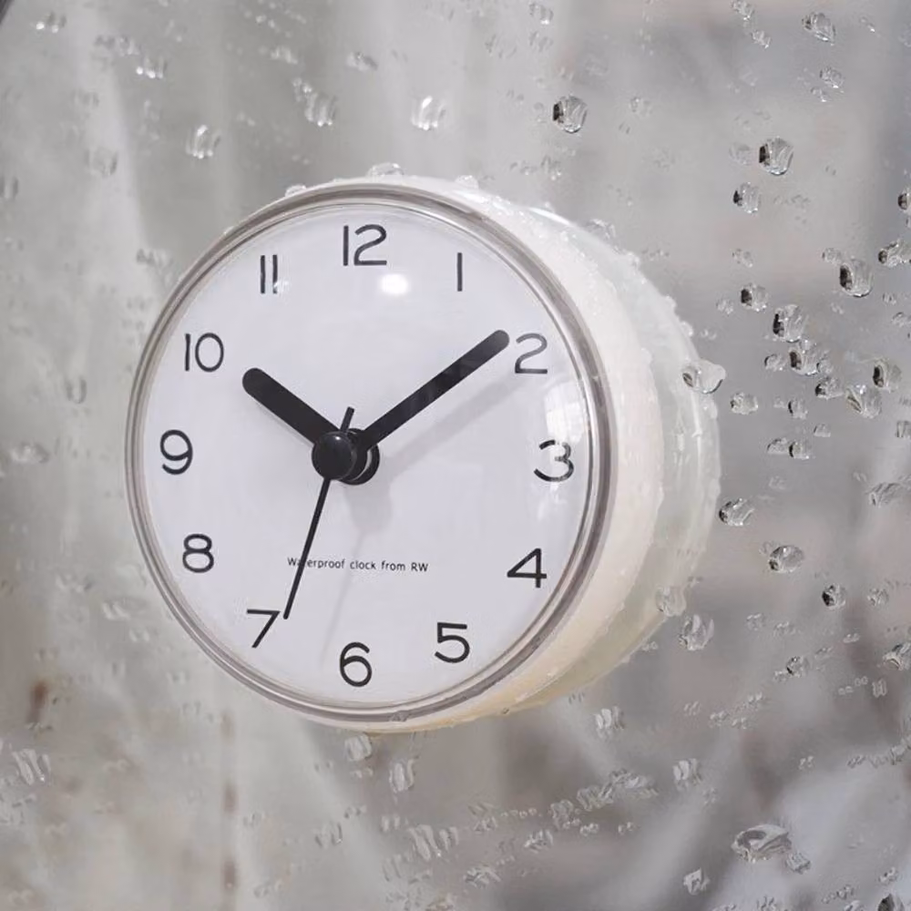 NESTLUNE White Waterproof Suction Cup Shower Clock for Bathroom and Kitchen, W: 100 cm x H: 100 cm – 2