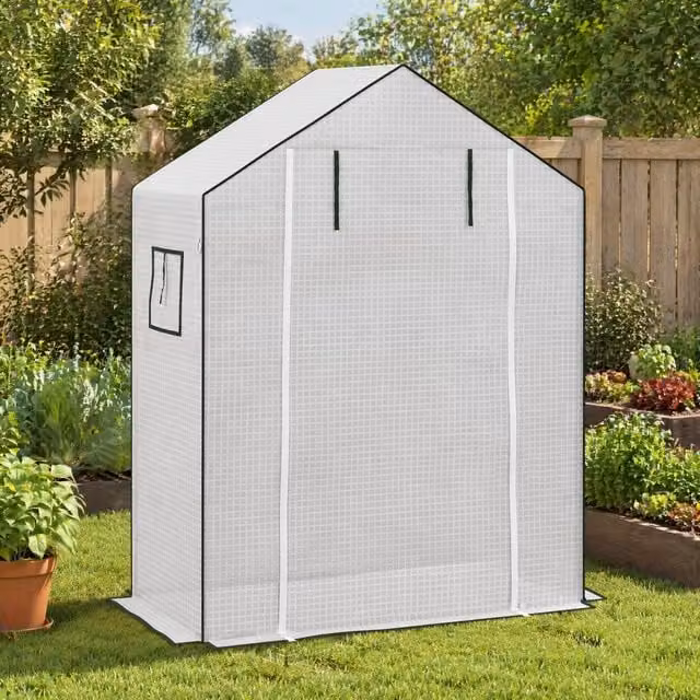 STILVORA White Plastic Greenhouse Cover Replacement W/D/H: 140 x 73 x 190 cm – 1