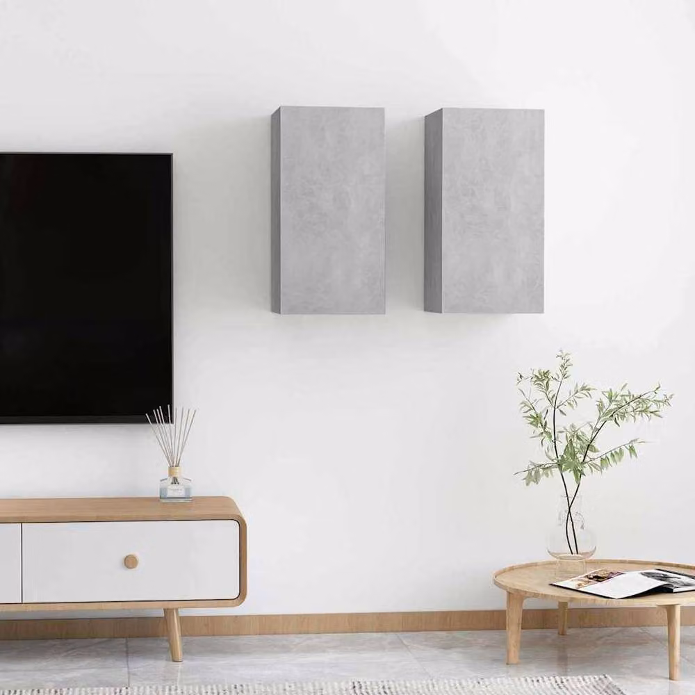 Berkfield Home Set of 2 TV Cabinets in Concrete Grey, Engineered Wood, W/D/H: 30.5 x 30 x 60 cm – 2