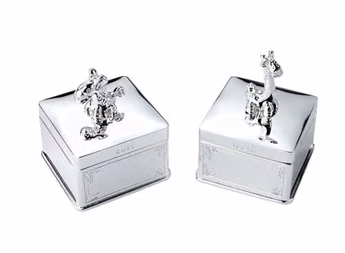 Arthur Price Bambino Giraffe Silver Plated First Curl and First Tooth Trinket Box Luxury Childrens Gift