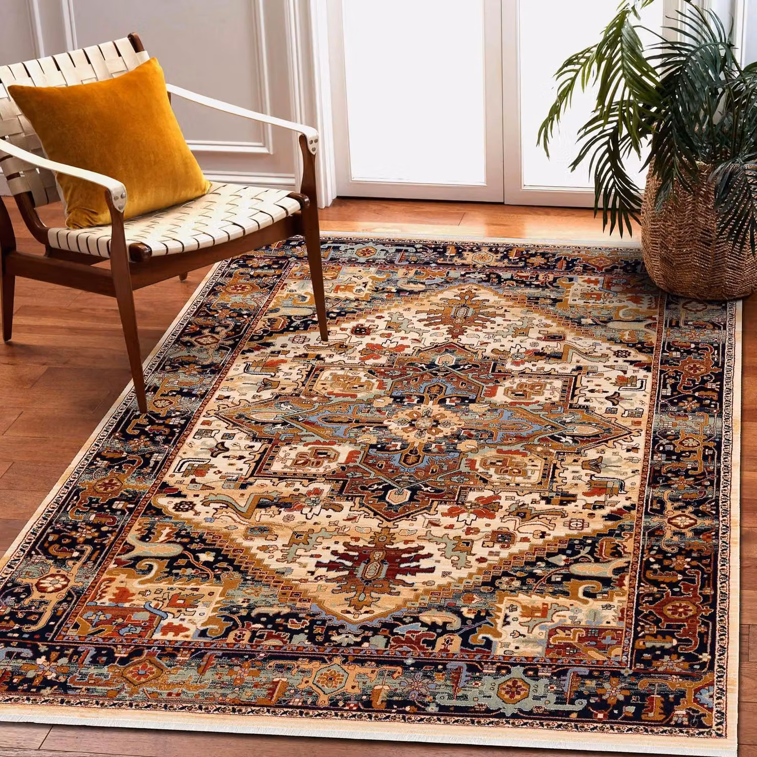 RugsX Wool Keshan Oriental Rug in Beige and Multicolour, W: 80 cm, L: 145 cm – 3