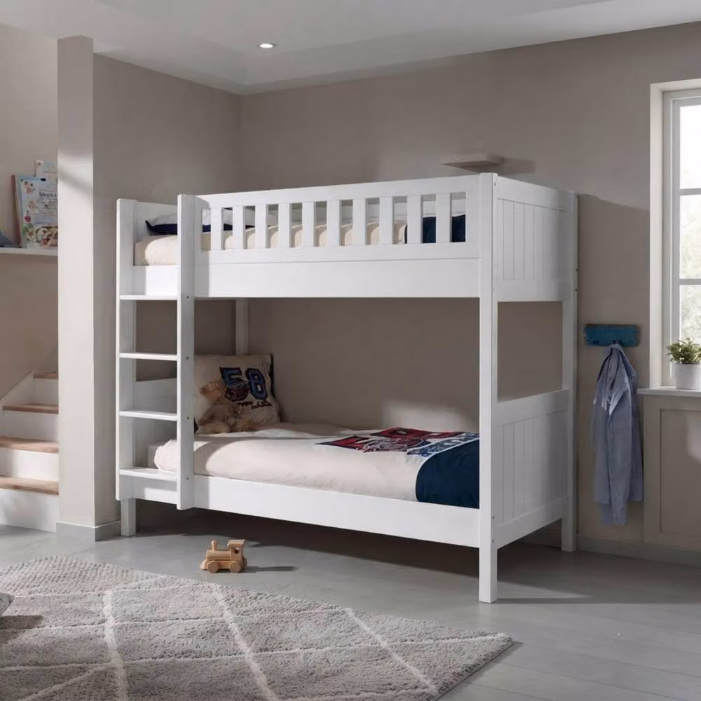 Stratus Interiors Louis Solid Wood Bunk Bed Frame in White or Grey, Size: 90 x 190 cm – 4