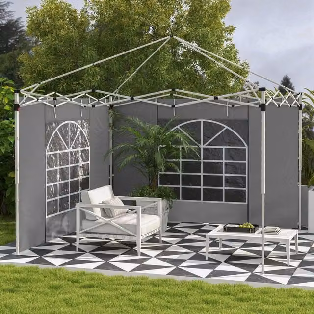 Outsunny 2 Pack Pop Up Gazebo Side Panels in Light Grey Polyester