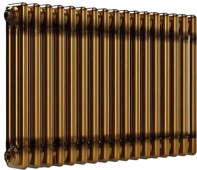 Lux Heat Horizontal 3 Column Steel Radiator in Gold and Brown, W: 78.5 cm, H: 50.0 cm