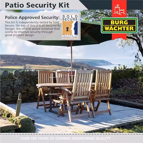 Burg-Wächter Black Patio Security Kit with 4.5m Plastic Coated Wire – 5