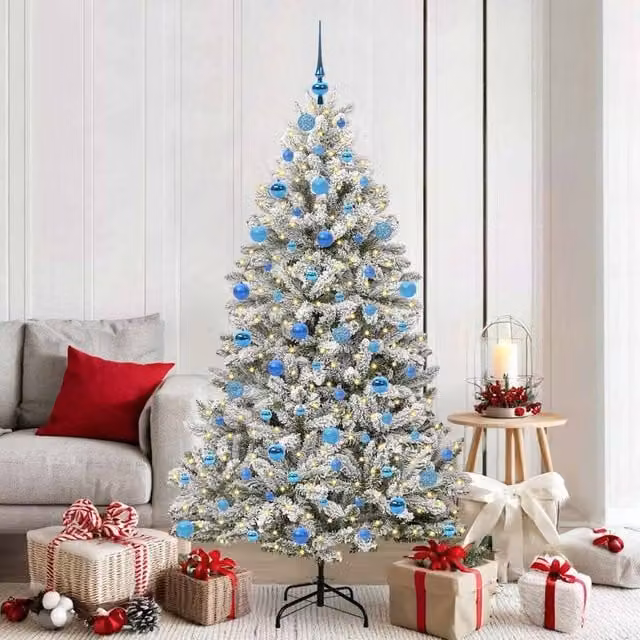 Berkfield Home Artificial Christmas Tree in Green and White, Height: 180 cm