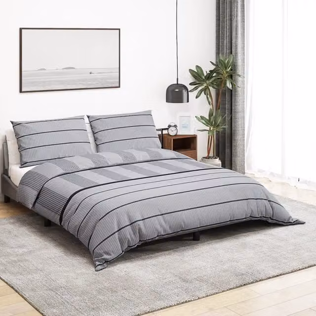 Berkfield Home Grey Cotton Duvet Cover and Pillowcase Set, 200 x 200 cm – 1