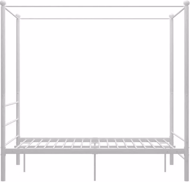 Berkfield Home White Metal Canopy Bed Frame W/D/H: 146 x 201 x 201 cm