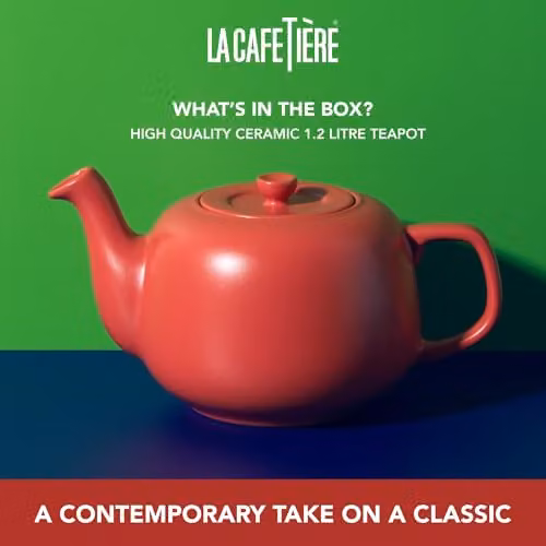La Cafetiere Red Ceramic Stoneware Teapot, 1.2 l – 2