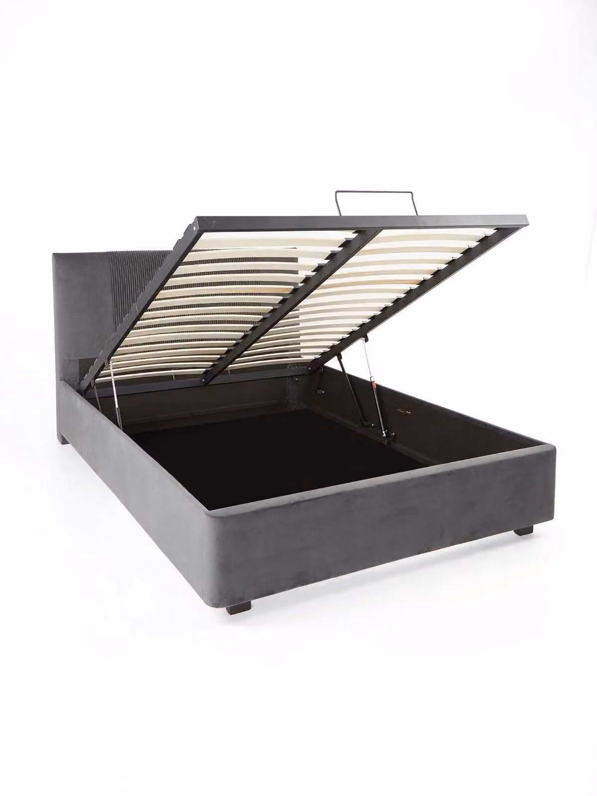 Serenity Lift Up Ottoman Fabric Bed in Grey, King Size, H 110 cm x W 180 cm x D 220 cm