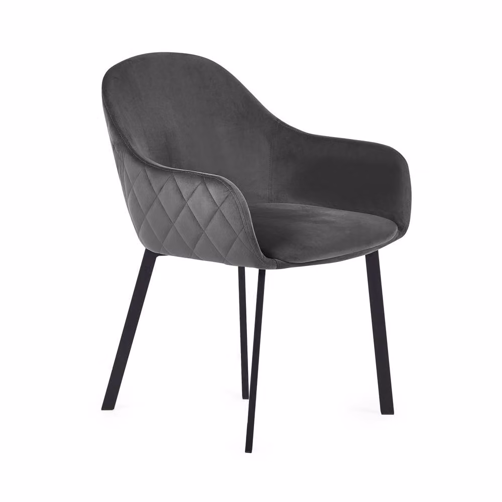 Cheshire Valencia Premium Grey Velvet Dining Chairs with Armrests - Set of 2 – 2