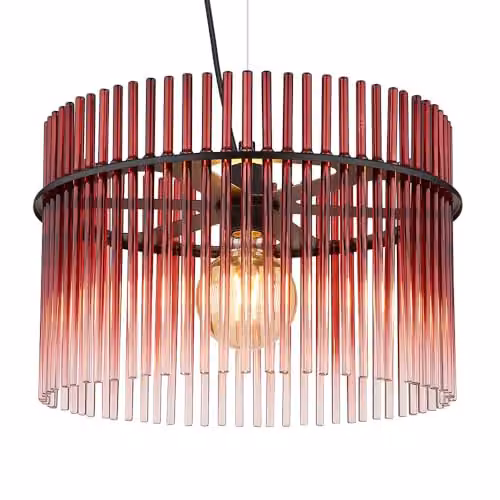 Globo Lighting Blackberry Red and Black Glass Rods Pendant Lamp, D x H: 40 x 150 cm – 5
