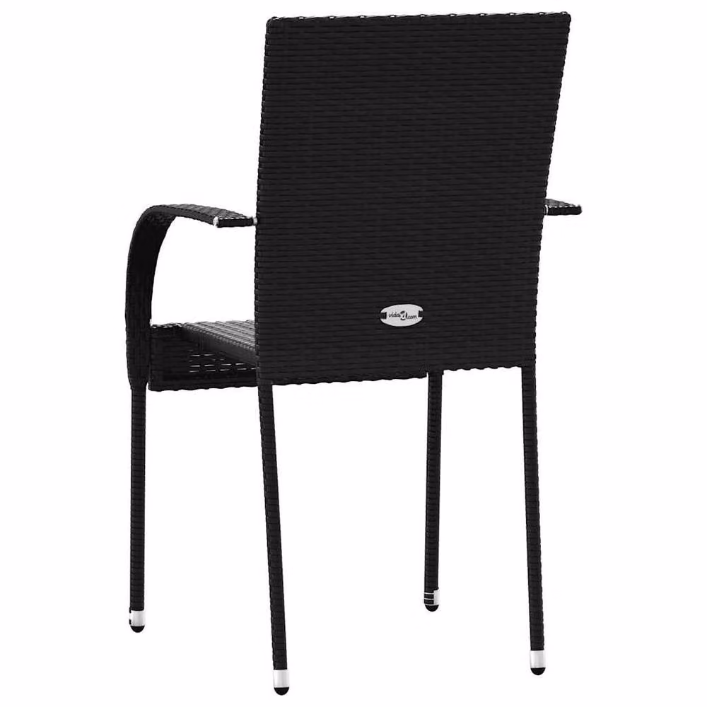 Berkfield Home Set of 2 Stackable Outdoor Chairs in Black Poly Rattan and Steel – 4