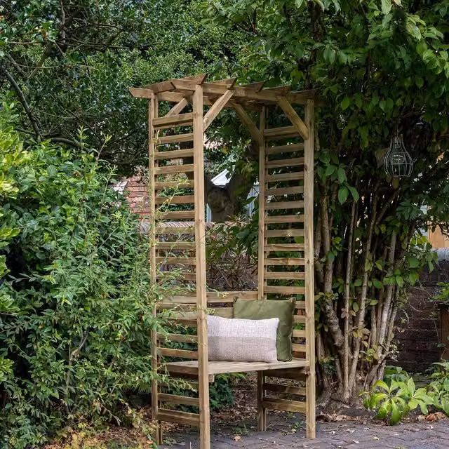 Forest Garden Palma Arbour Modern Wood Garden Seat in Brown