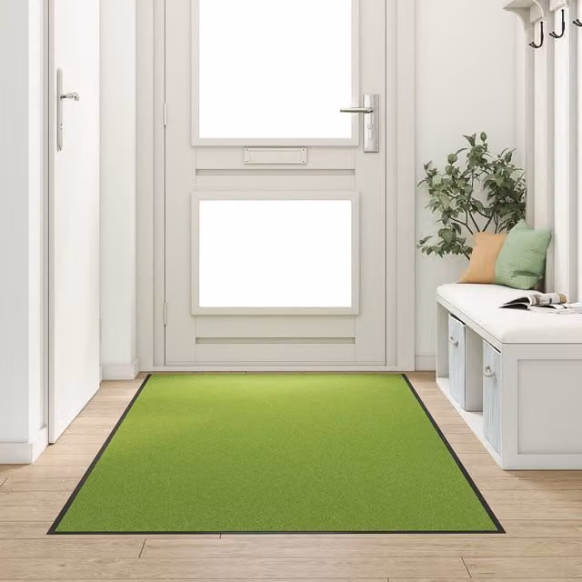Berkfield Home Washable Green Polyamide Doormat, W: 120 cm x D: 250 cm