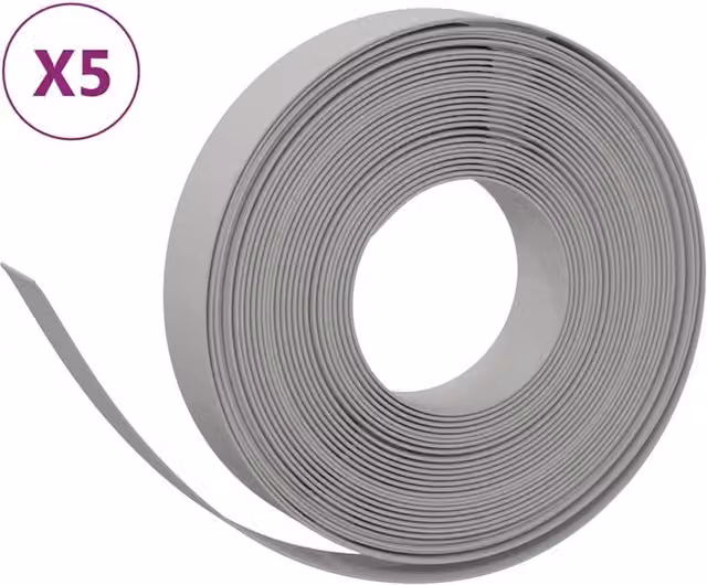 Berkfield Home Garden Edgings, 5 Pieces, Grey, 10 m, 10 cm, Polyethylene
