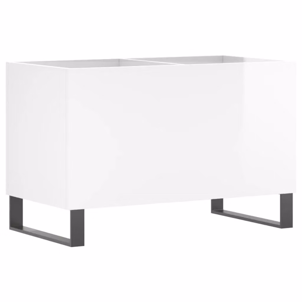 Berkfield Home Record Cabinet in High Gloss White, W: 74.5 cm, D: 38 cm, H: 48 cm – 2