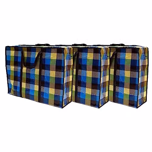 KAV Multicolour Reusable Waterproof Laundry and Storage Bags with Handles and Zippers, Pack of 10, W: 50 cm, D: 35 cm – 7