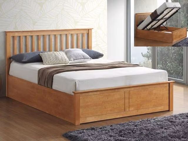 Bedmaster Malmo Oak Wooden Ottoman Bed Frame, Brown, 5ft King Size, W/D/H: 180 x 200 cm