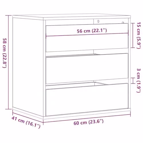 vidaXL Corner Chest of Drawers in Brown, W: 60 cm, D: 41 cm, H: 58 cm – 2
