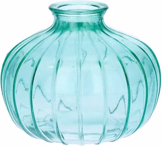 Kingsbury Gifts Round Carmen Bud Vase in Turquoise Glass
