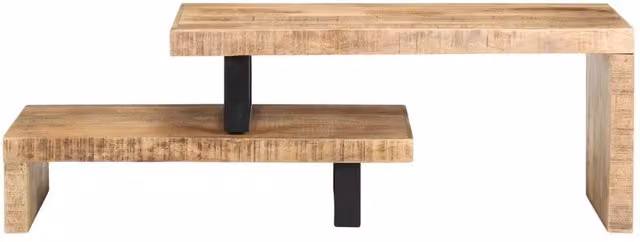 Berkfield Home Beautiful 2 Piece Nested Coffee Table Set in Brown Solid Mango Wood – 1