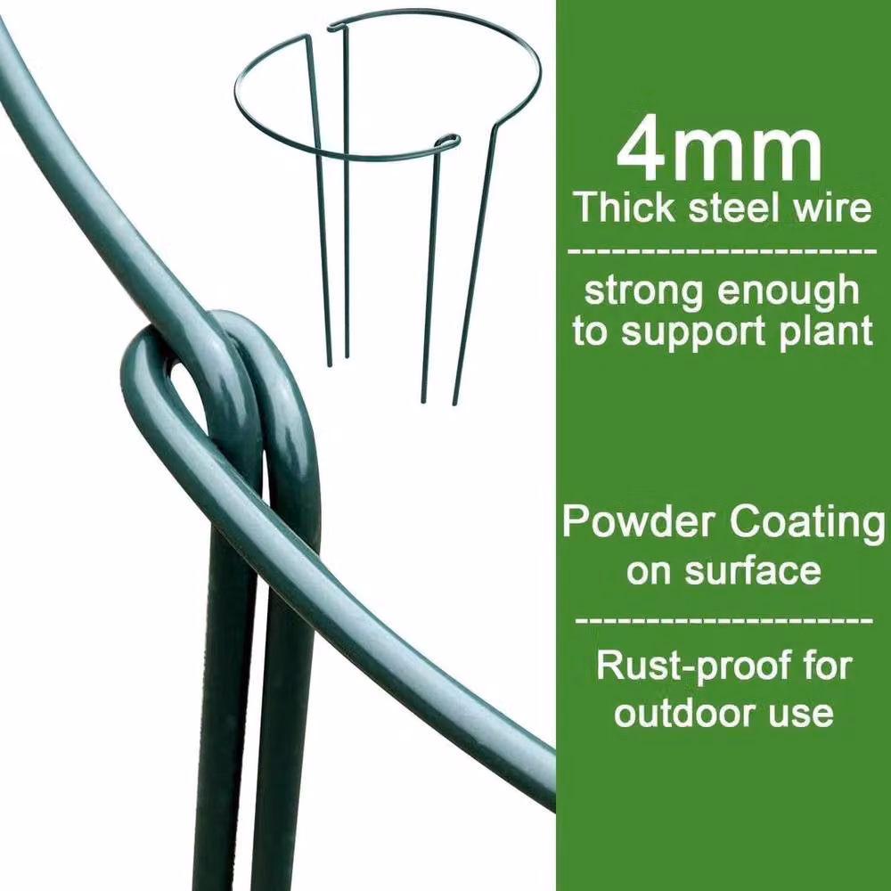 VOGREX 16-Piece Round Metal Plant Support Stakes in Green for Peonies and Hydrangeas – 2
