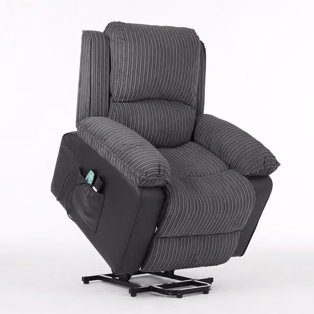 Furniture One Electric Rise Recliner Armchair with Dual Motor and Massager in Grey