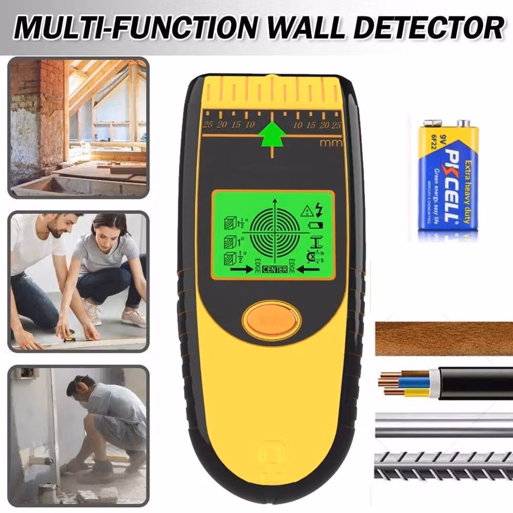 NESTLUNE 7-in-1 Wall Scanner Stud Finder and Metal Wire Detector, Yellow, W: 520 mm – 3