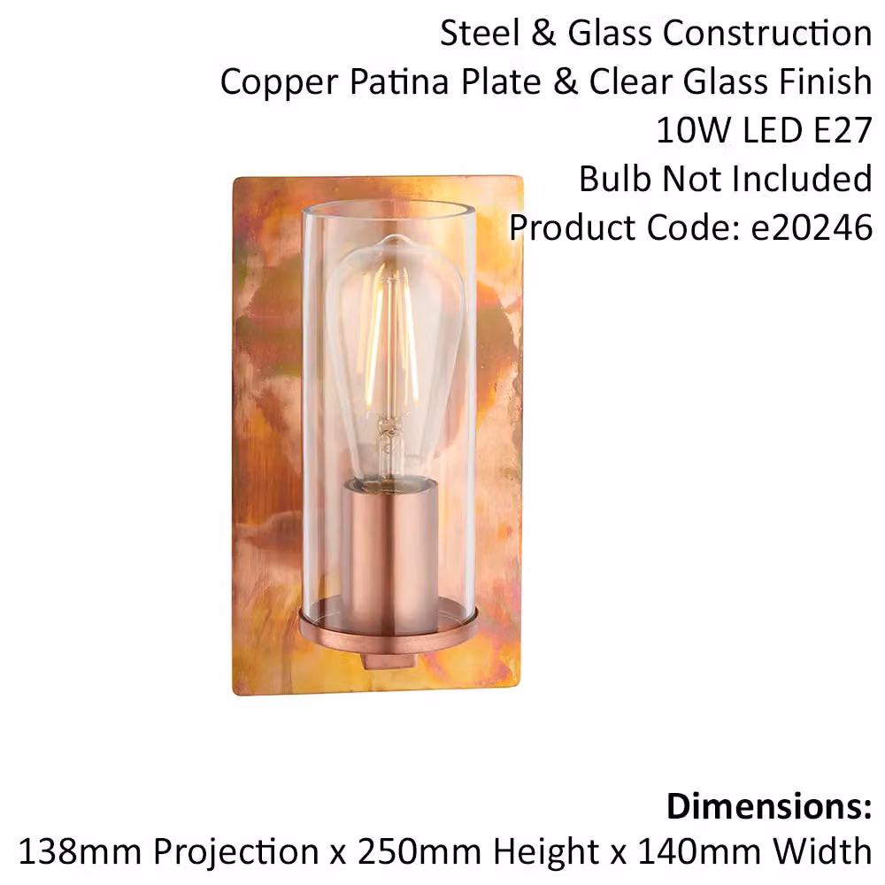 Loops Copper Patina Wall Lamp with Transparent Glass Shade and Dimmable LED Fitting – 2