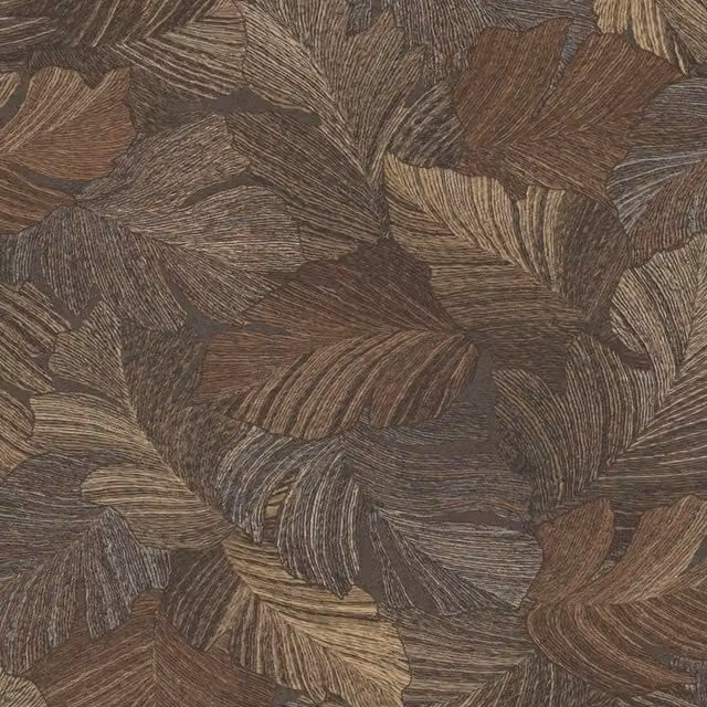 Grandeco Charming Scattered Leaves Textured Botanical Floral Wallpaper in Brown