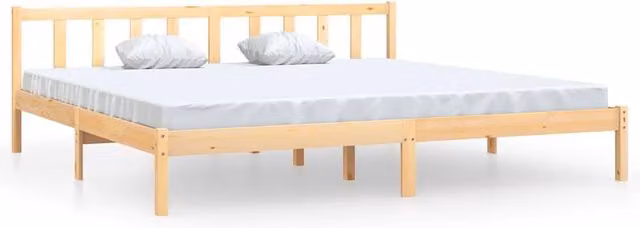 Berkfield Home Solid Wood Pine Bed Frame in Beige, W: 180 cm, D: 200 cm