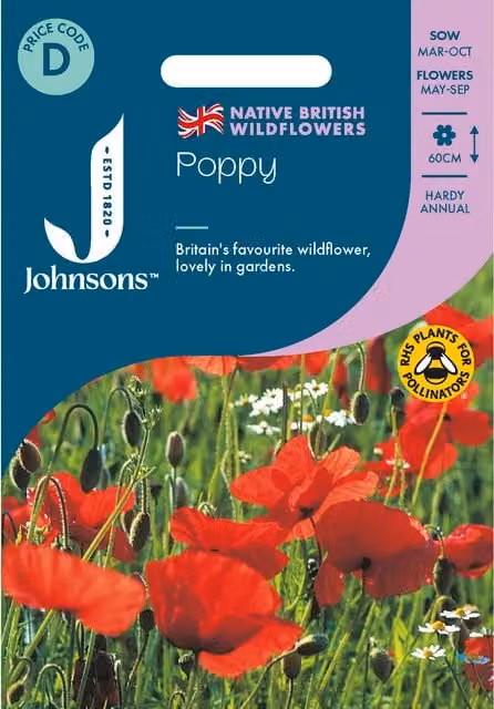 Johnsons Seeds Red Poppy Ornamental Flower Seeds