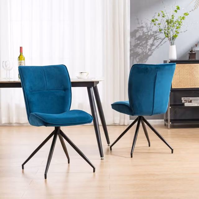 More4Homes Set of 4 Dina Modern Blue Velvet Dining Chairs