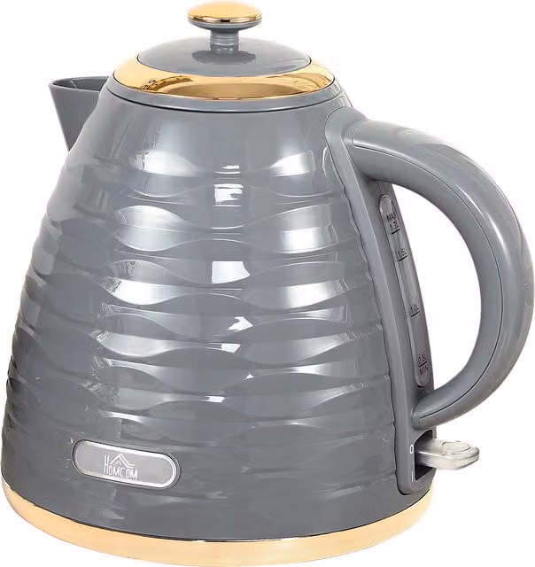 HOMCOM Electric Kettle, 1.7 l, Grey, with Removable Anti-scale Filter and Auto Shut-off – 1