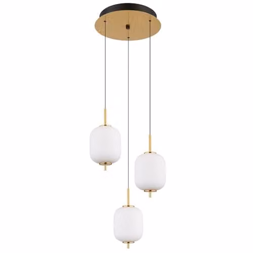 Globo Lighting Modern LED Pendant Light with Opal Glass in Brass and Black