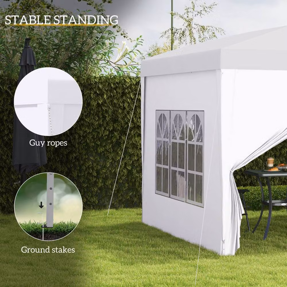 Outsunny White Pop-Up Gazebo with Windows and Steel Frame, W/D/H: 300 x 300 x 196 cm – 3