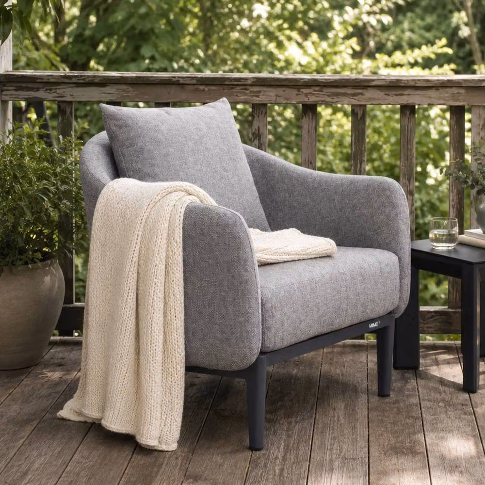 Mimo Full Aluminium Single Sofa in Grey with Loose Cushion – 6
