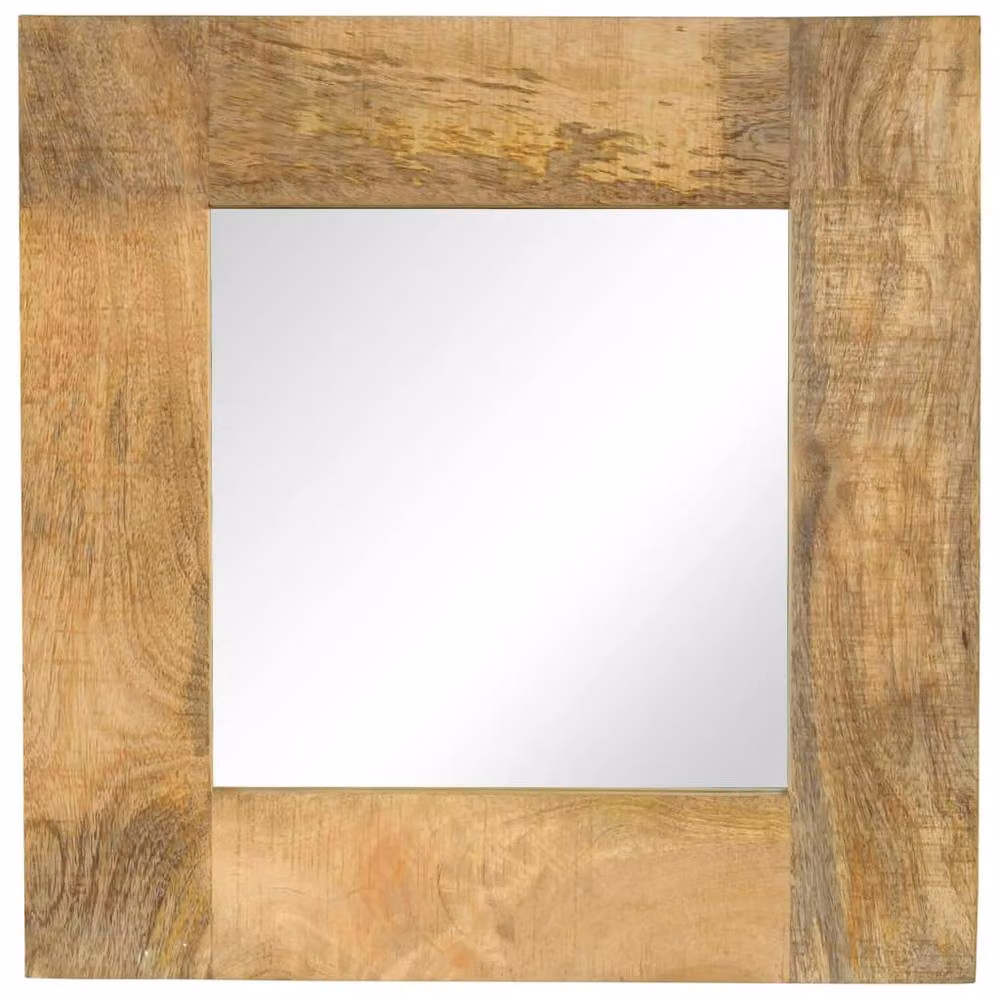 Berkfield Home Square Solid Mango Wood Wall Mirror in Brown, W/H: 50 x 50 cm – 2