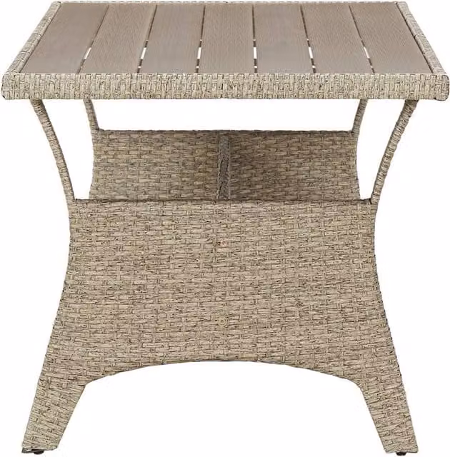 Berkfield Home Grey Poly Rattan Garden Table, W/D/H: 120 x 70 x 66 cm