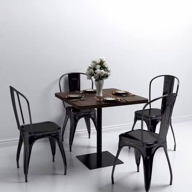 Berkfield Home Bistro Table in Dark Ash Brown, MDF and Steel, W/D/H: 80 x 80 x 75 cm