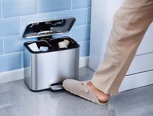 Clarsen 6L Stainless Steel Bathroom Recycling Bin with Soft Close Lid, Silver, H: 24 cm – 2