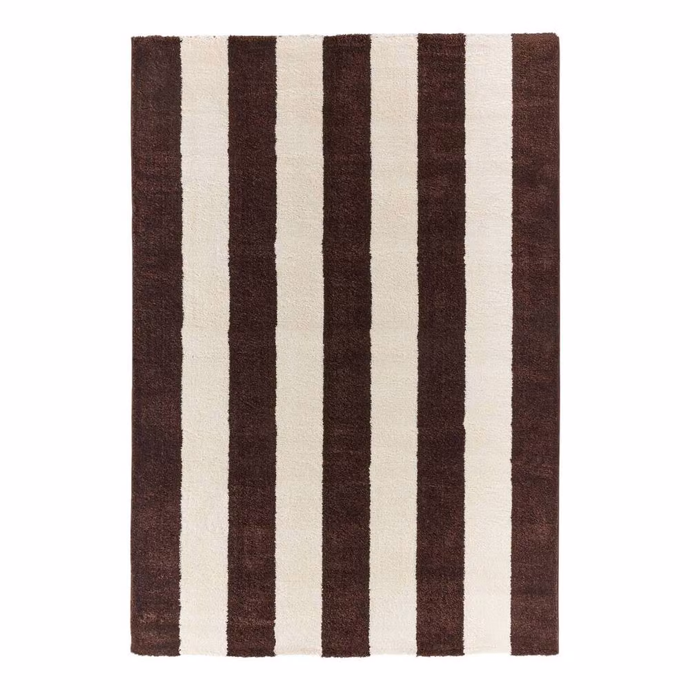 sweeek Modern Striped Indoor Rug in Brown and White, W: 80 cm, L: 140 cm – 2