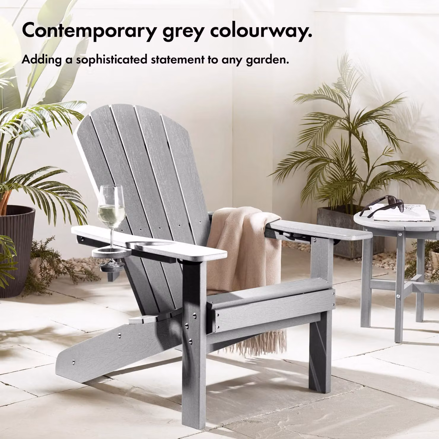 VonHaus Set of 2 Westport Reclining HDPE Adirondack Garden Chairs in Grey – 2