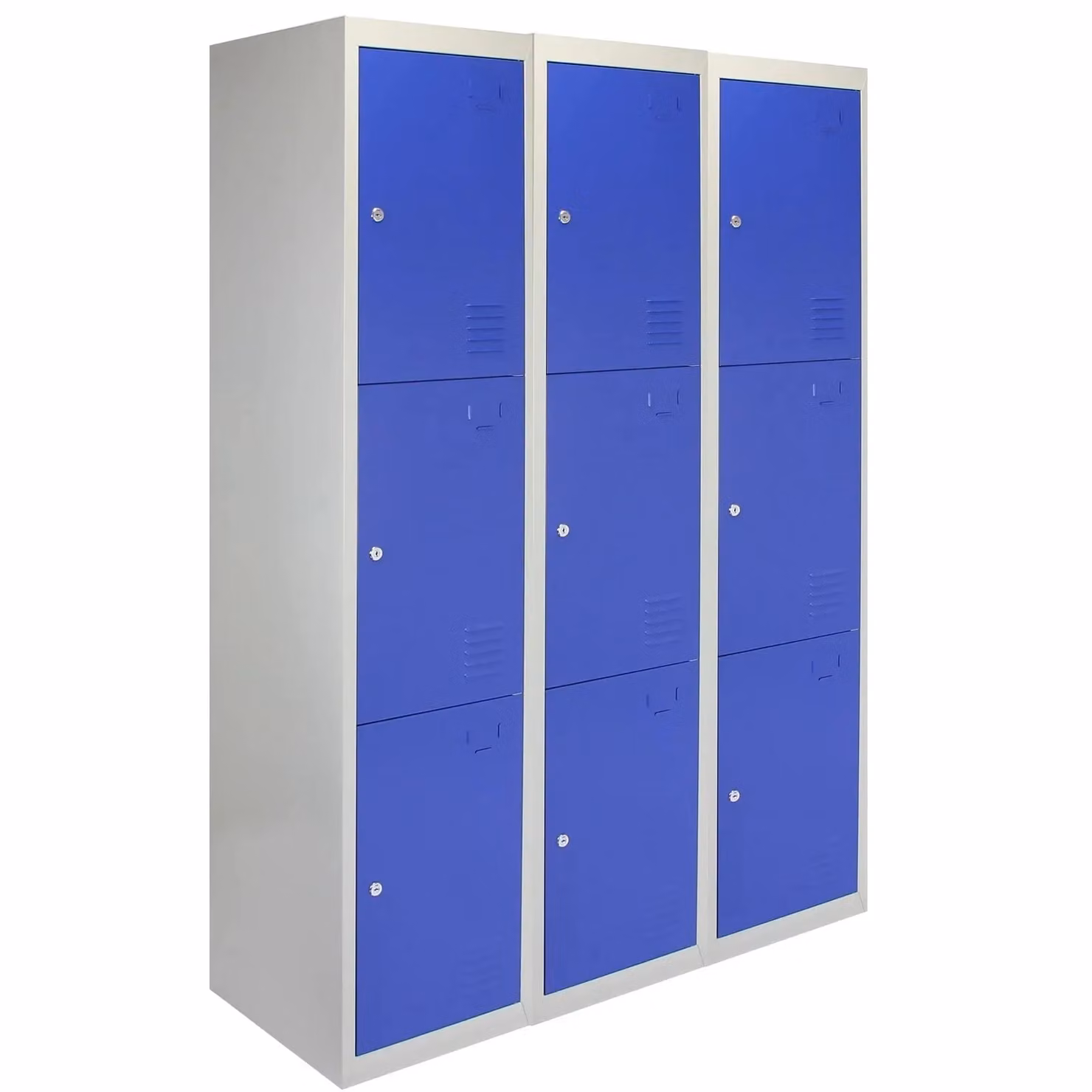 Monstershop 3-Door Metal Storage Lockers in Blue, H 180 x W 45 x D 38 cm – 1