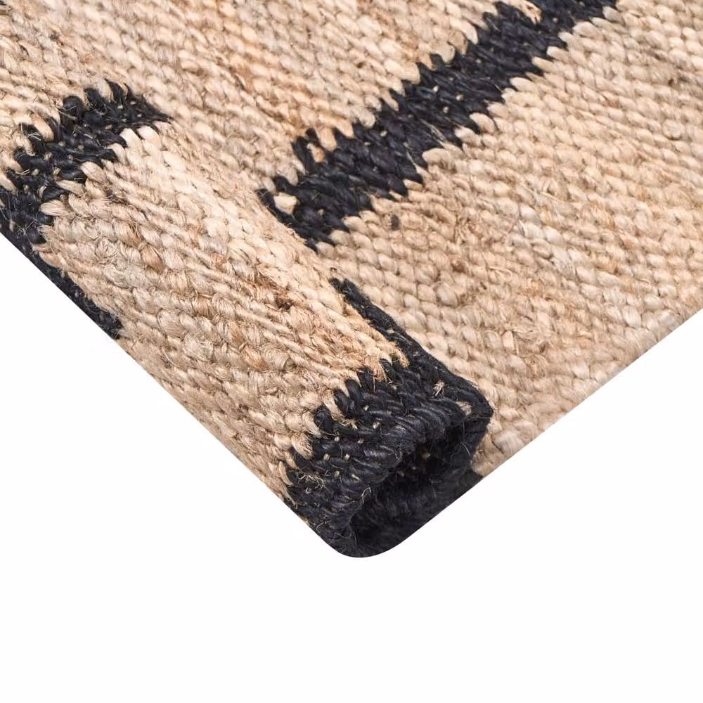 Wyld Haus Beige and Black Handwoven Jute and Cotton Boho Rectangular Runner Rug W: 80 cm, L: 300 cm – 3